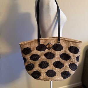 Aranaz Abaca handwoven tote bag natural fibers Philippines black leather Bag